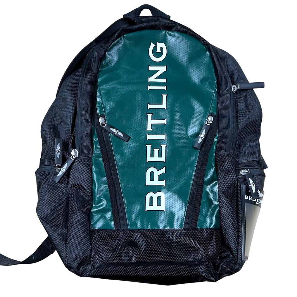 Breitling Original Novelty Green Embroidery Rucksack Bag Excellent Condition